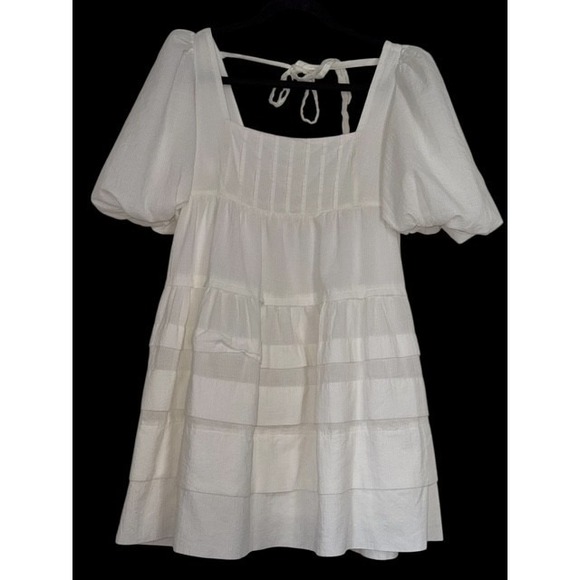 Anthropologie Square neck Puff sleeve Tiered dress Size Small - Picture 2 of 5